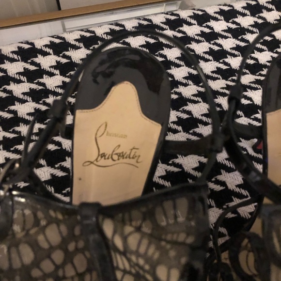 Christian Louboutin Patent Leather Bow Accents Slingback Sandals 36.5 Authentic - Picture 3 of 7